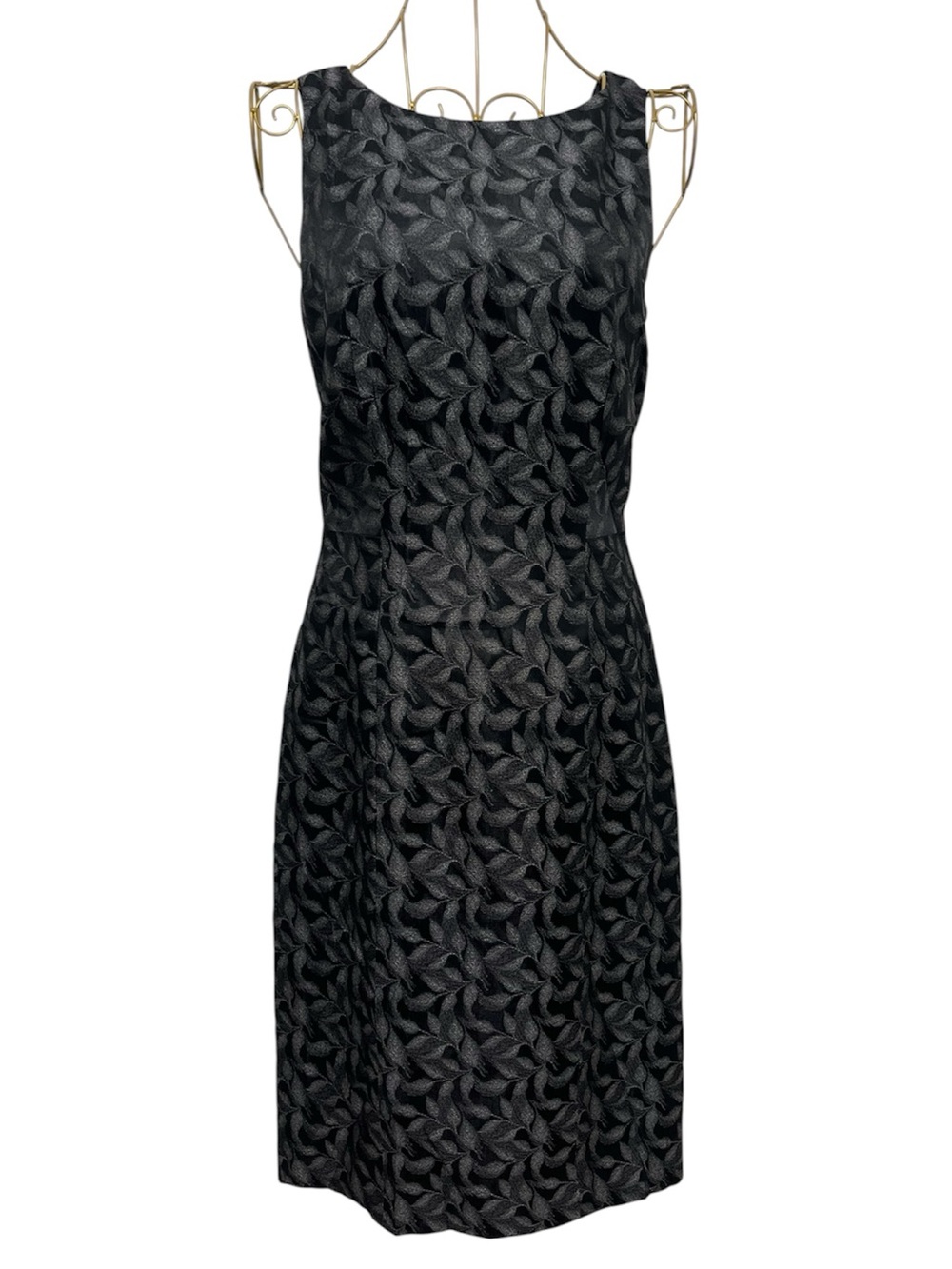 bebe Moda Vintage 90s Y2K Black Sleeveless Leaf-Textured Midi Dress Size Medium